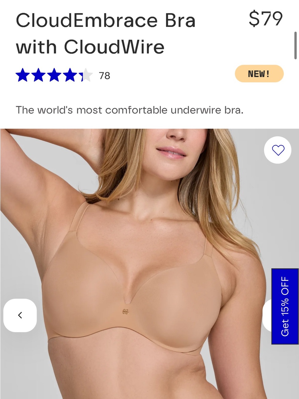 Honeylove CloudEmbrace Bra with Cloudwire 36D